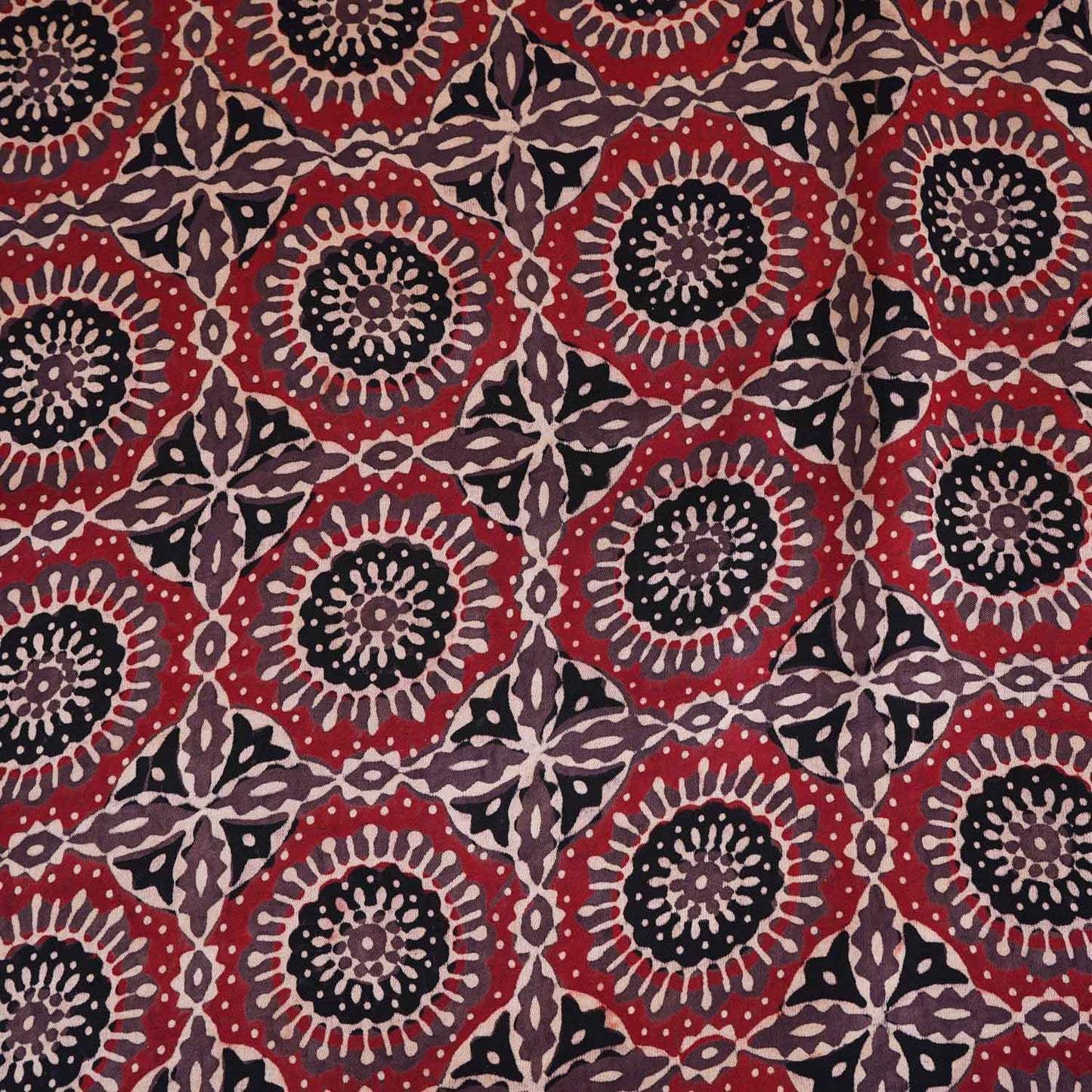 Brown Ajrakh Print Modal Satin Fabric EEG-28694