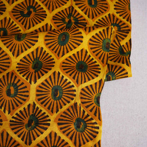 Mustard Yellow Abstract Print Modal Satin Fabric EEG-28697 - TradeUNO