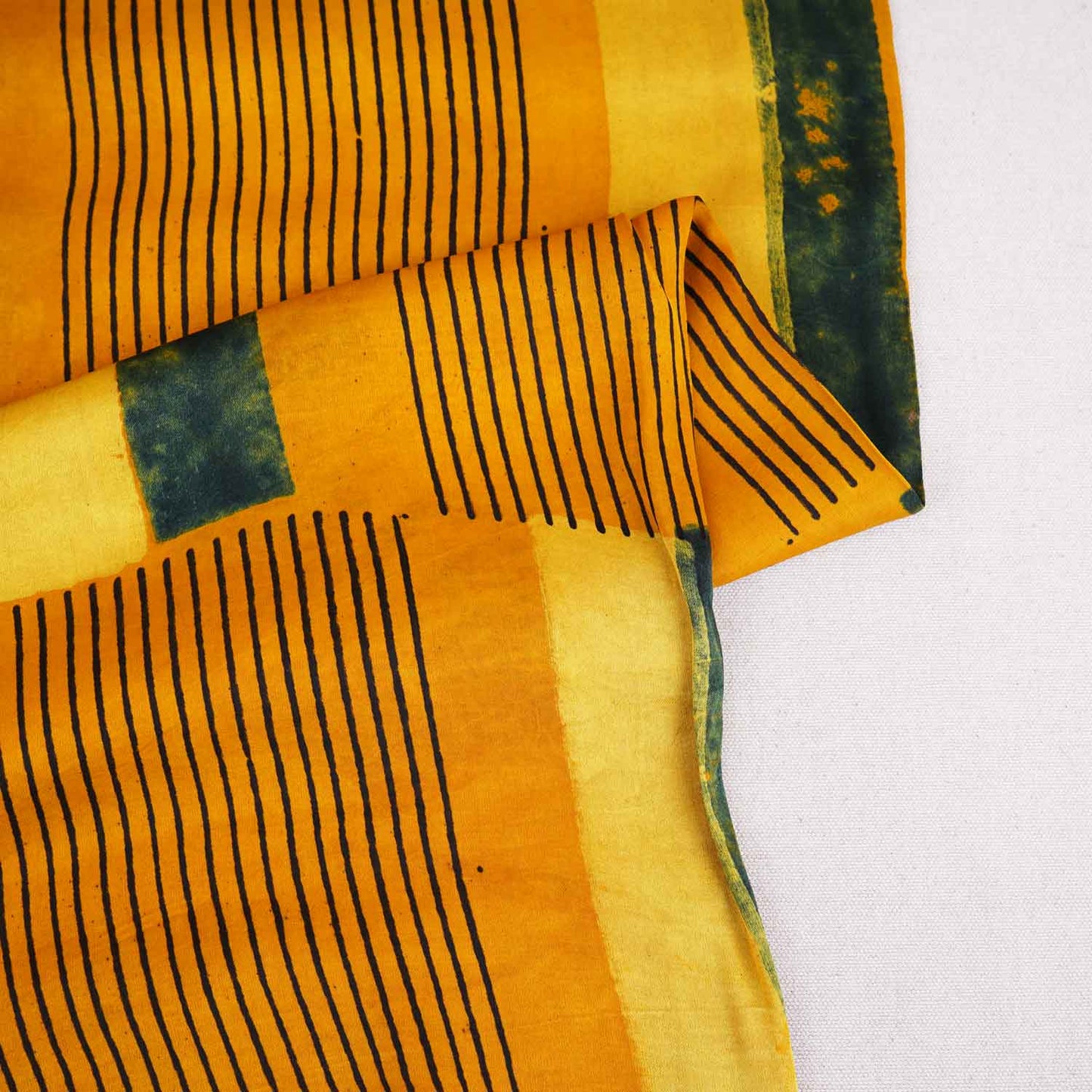 Mustard Yellow Abstract Print Modal Satin Fabric EEG-28699