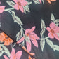 Black with pink floral rayon Fabric