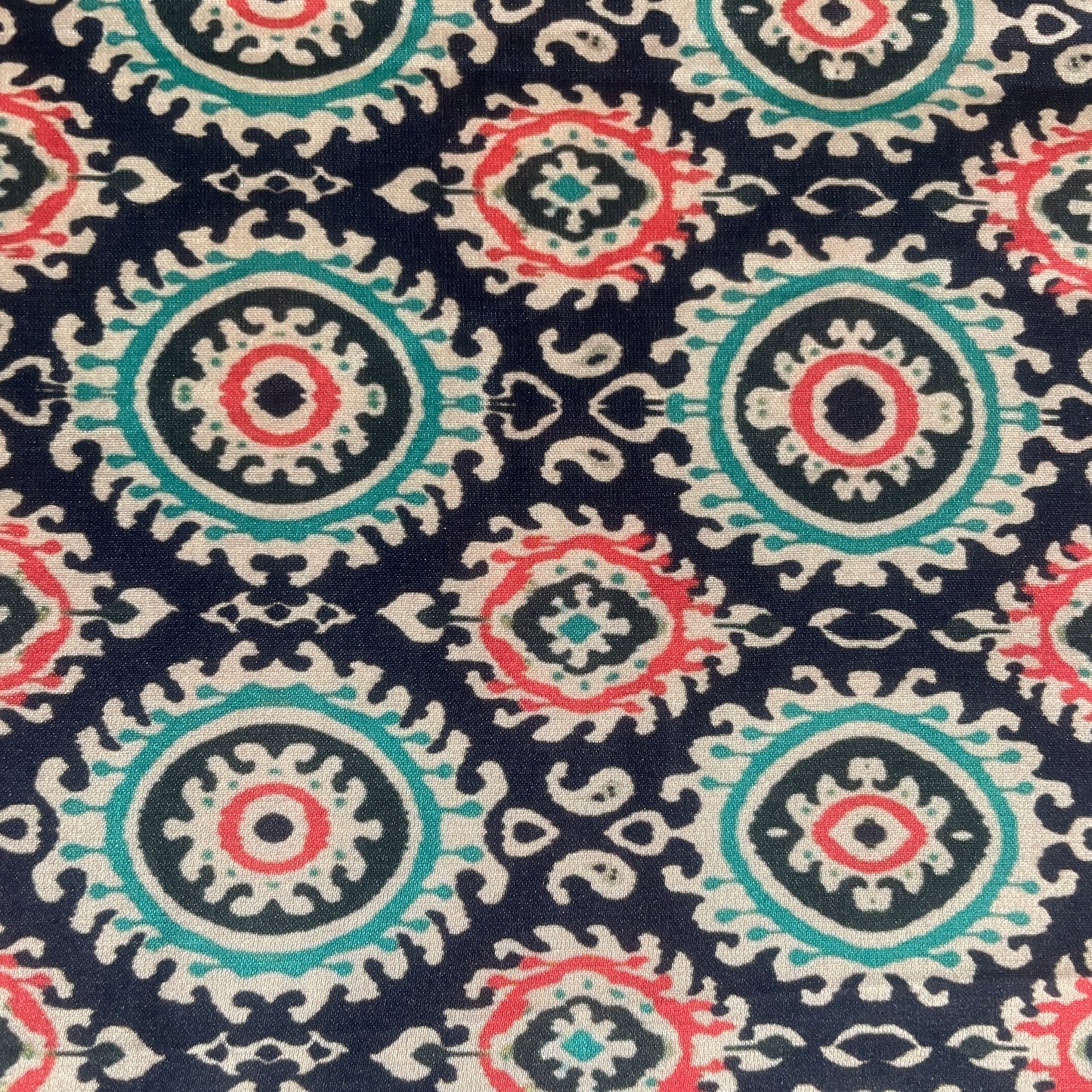 Black Handblock Print Modal Satin
