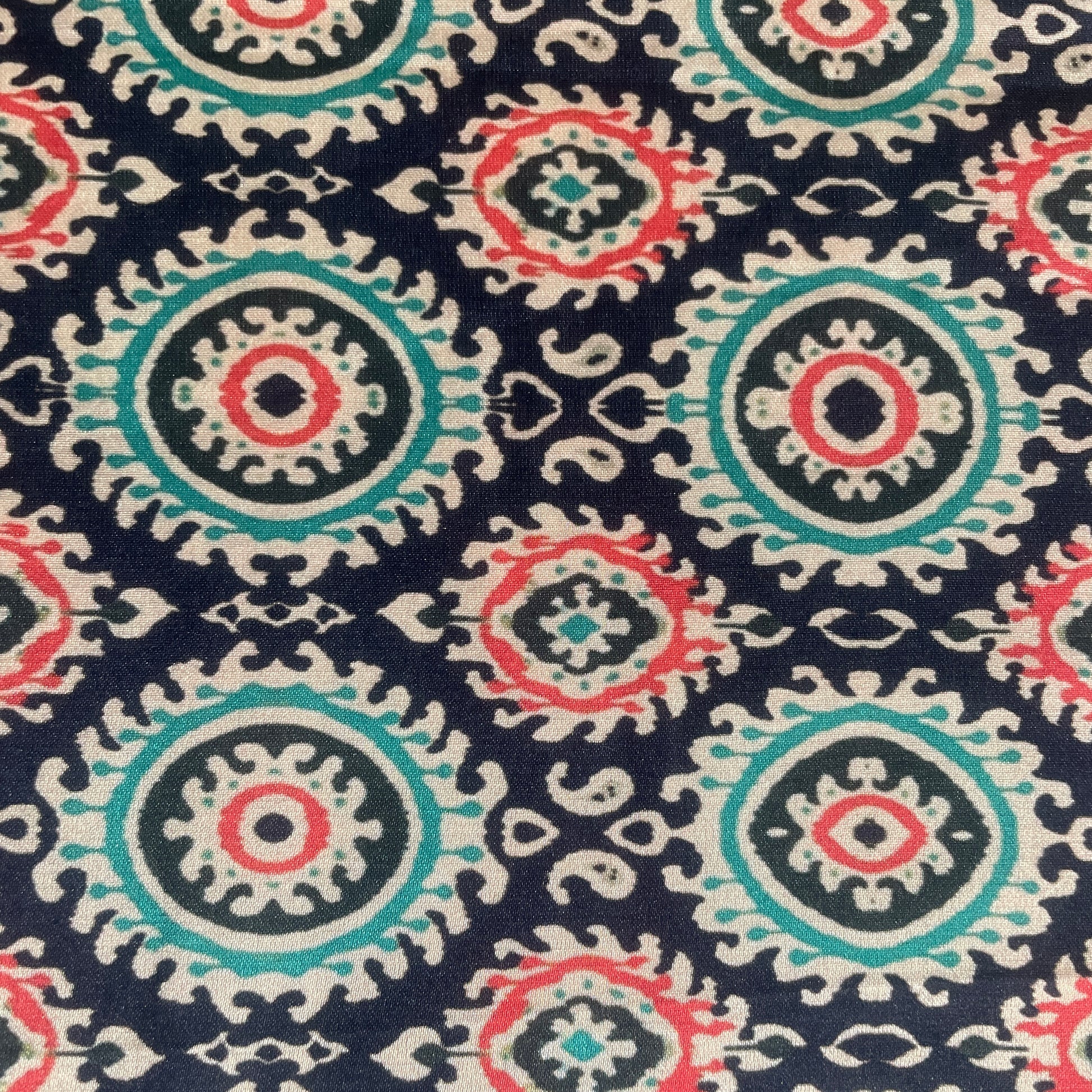 Black Handblock Print Modal Satin