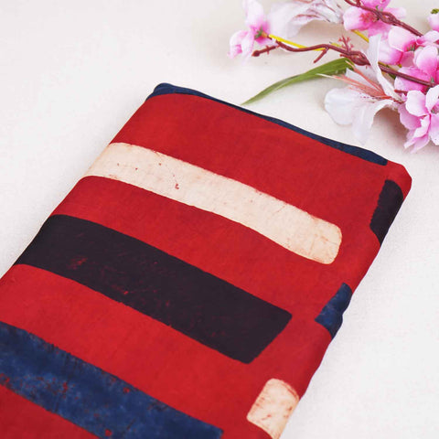 Red Abstract Print Modal Satin Fabric EEG-28700