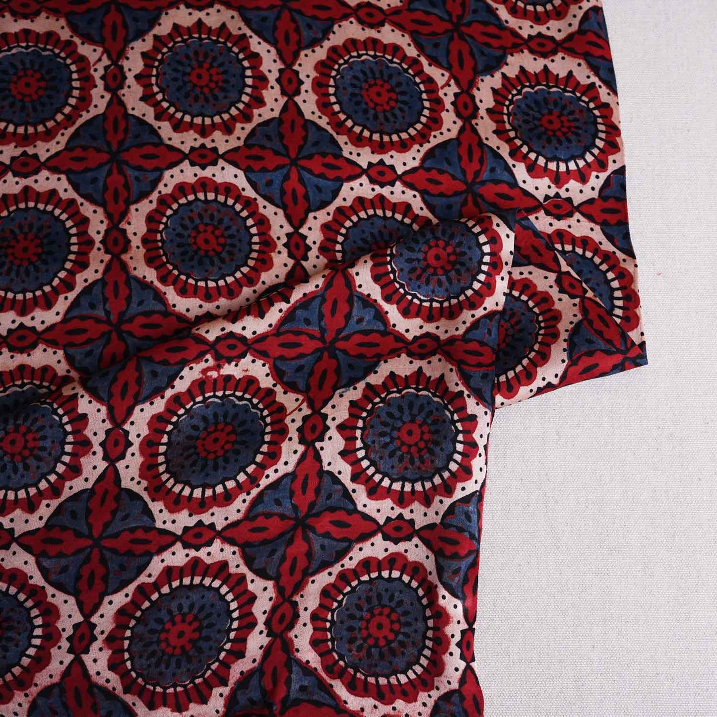 Red Ajrakh Print Modal Satin Fabric EEG-28702