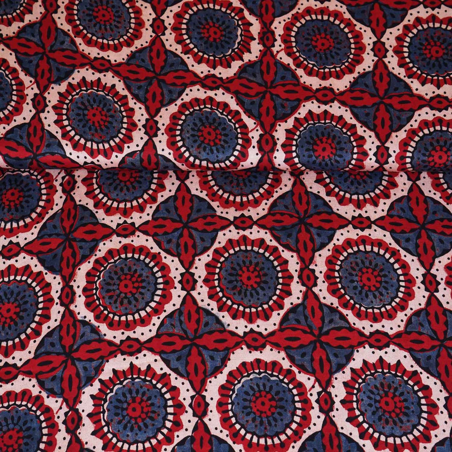 Red Ajrakh Print Modal Satin Fabric EEG-28702