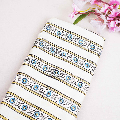 Cream Ajrakh Print Modal Satin Fabric EEG-28703