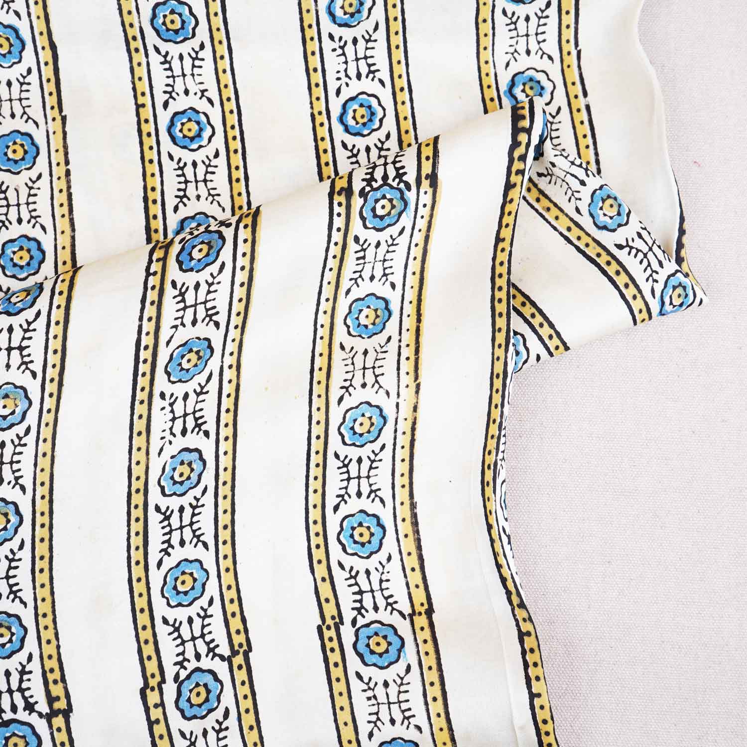 Cream Ajrakh Print Modal Satin Fabric EEG-28703 - TradeUNO