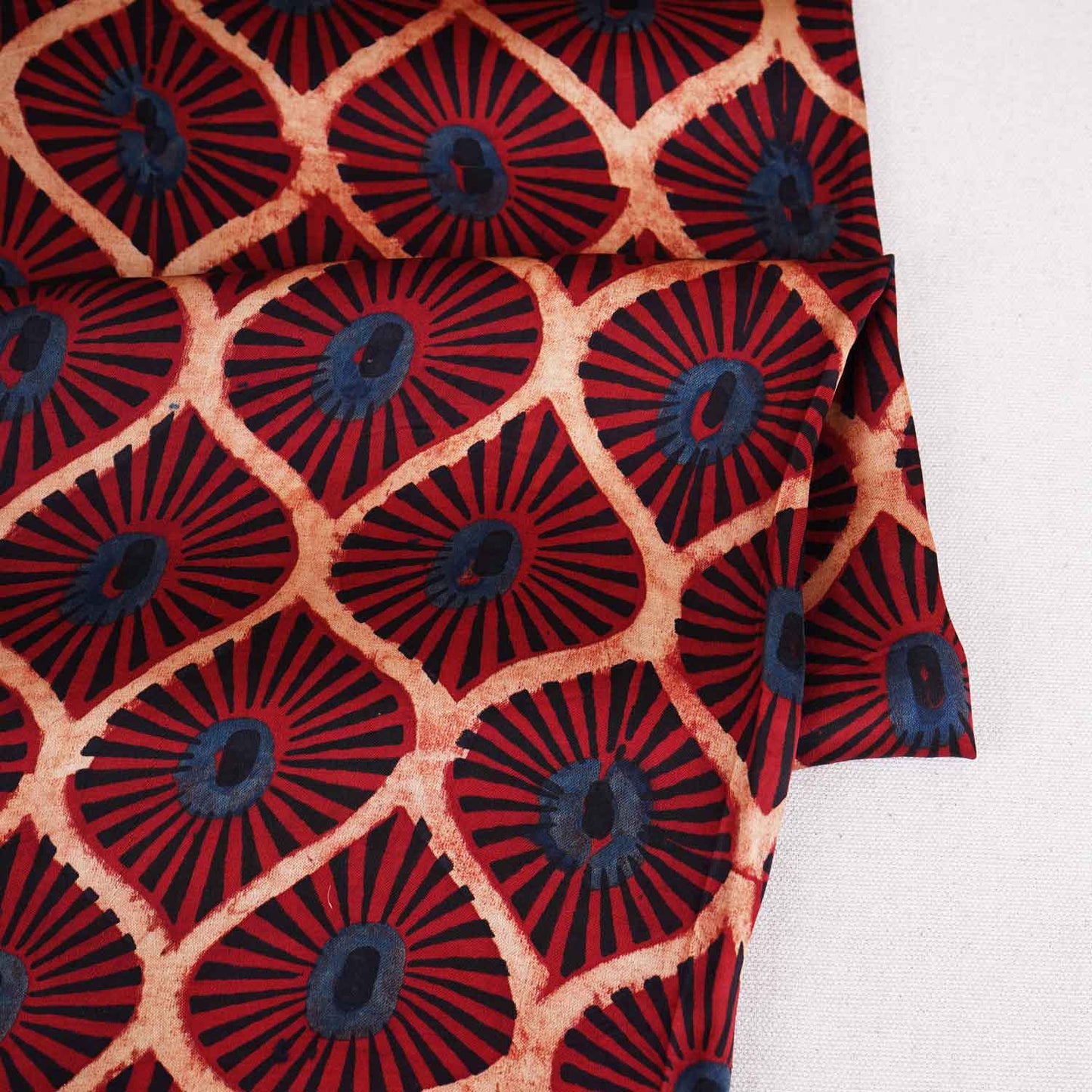 Red Ajrakh Print Modal Satin Fabric EEG-28704