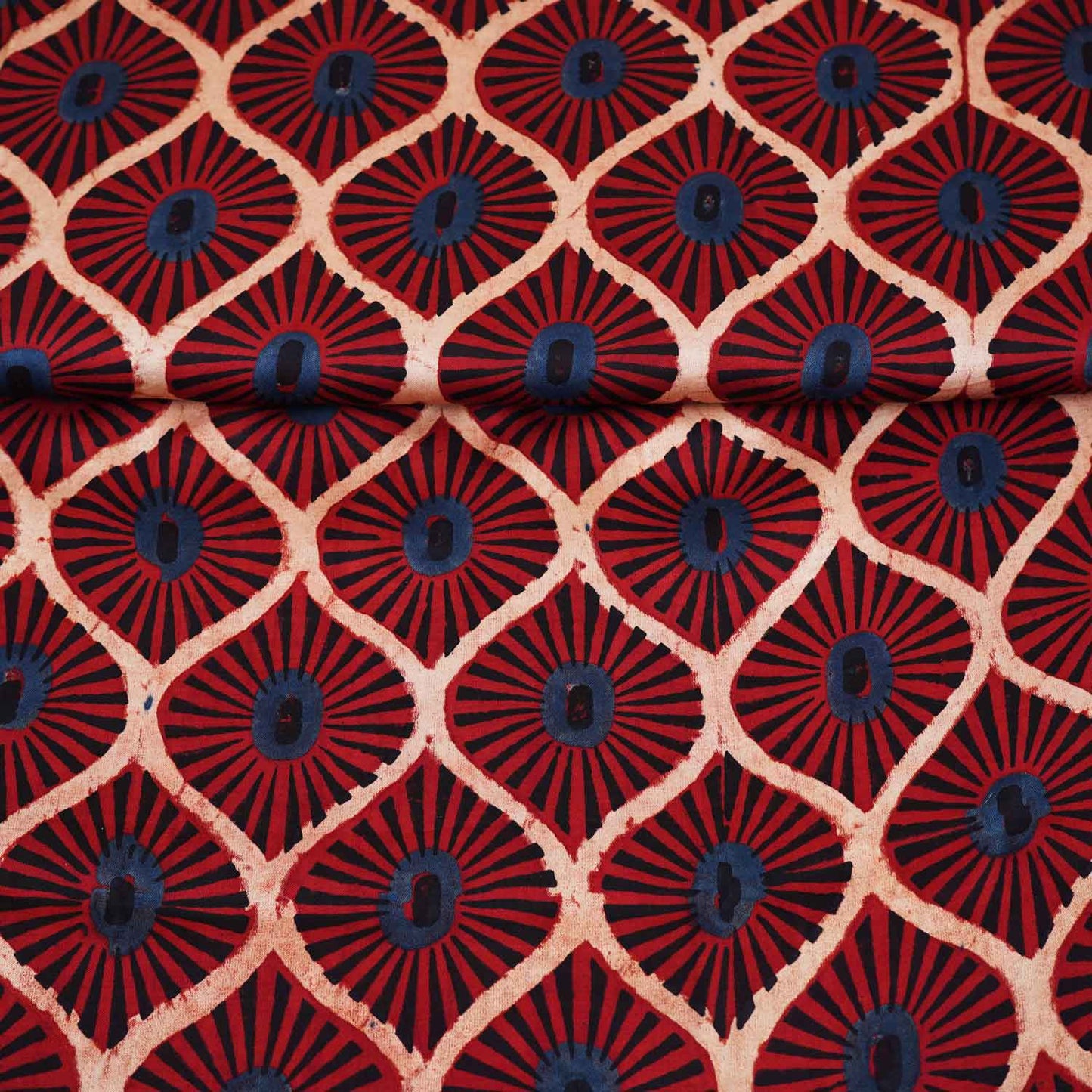 Red Ajrakh Print Modal Satin Fabric EEG-28704