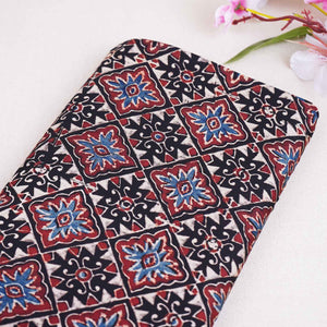 Black Ajrakh Print Modal Satin Fabric EEG-28706 - TradeUNO