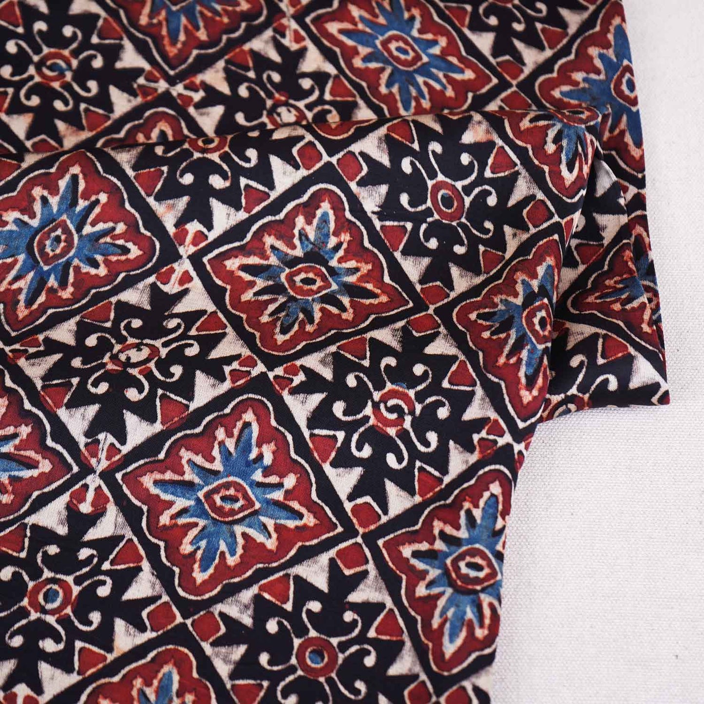 Black Ajrakh Print Modal Satin Fabric EEG-28706