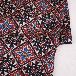 Black Ajrakh Print Modal Satin Fabric EEG-28706 - TradeUNO