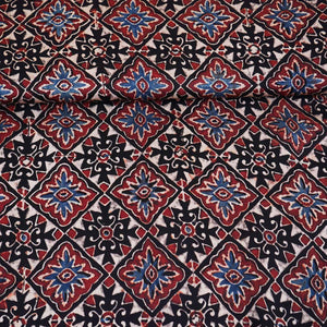 Black Ajrakh Print Modal Satin Fabric EEG-28706 - TradeUNO