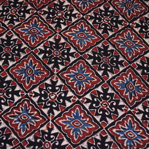 Black Ajrakh Print Modal Satin Fabric EEG-28706 - TradeUNO
