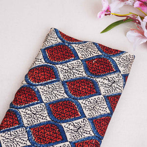 Cream Ajrakh Print Modal Satin Fabric EEG-28707 - TradeUNO