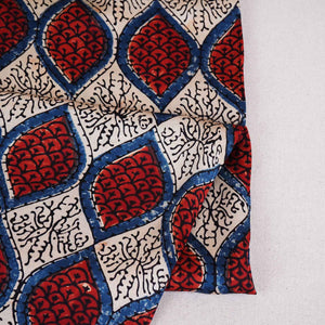 Cream Ajrakh Print Modal Satin Fabric EEG-28707 - TradeUNO