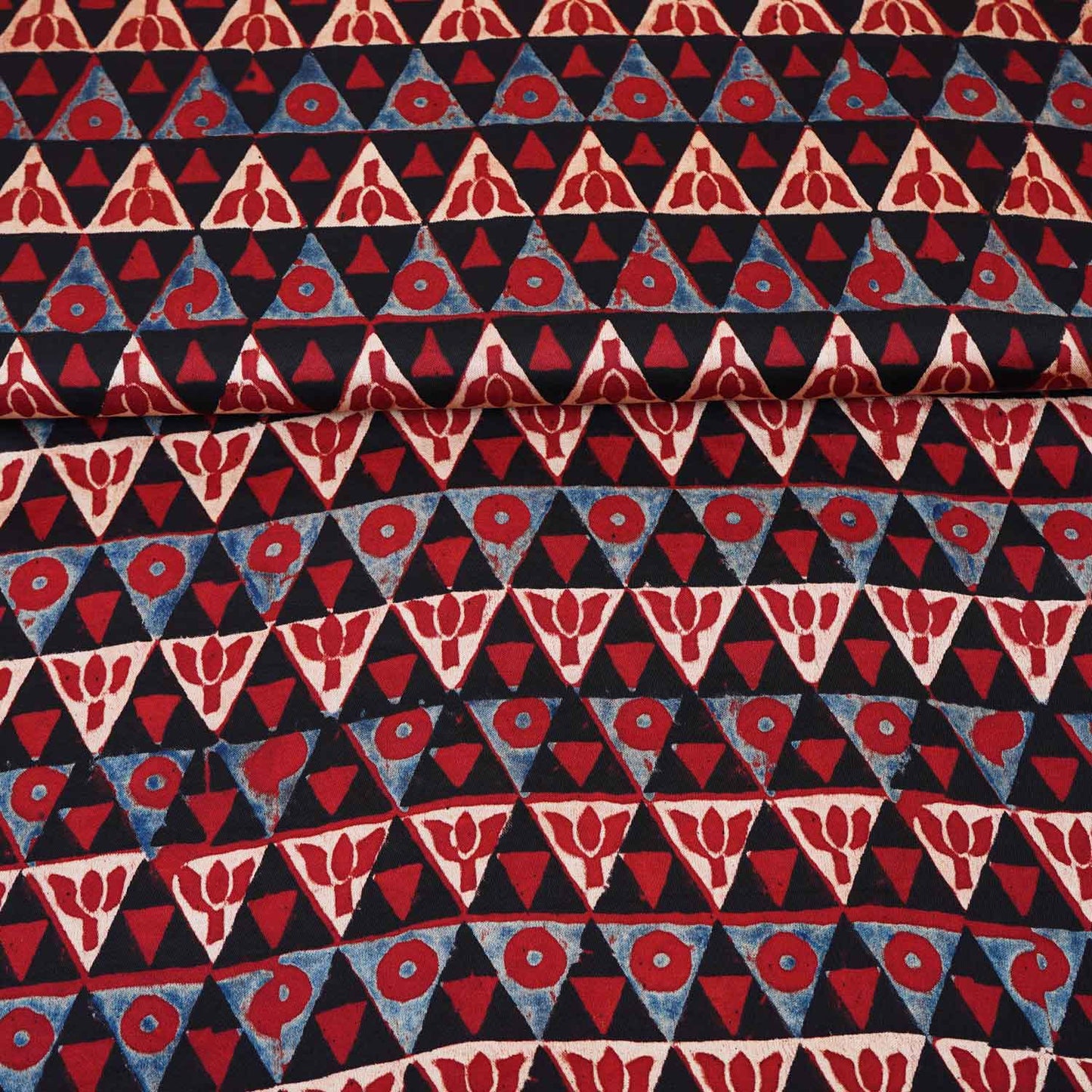Black Geometrical Print Modal Satin Fabric EEG-28708