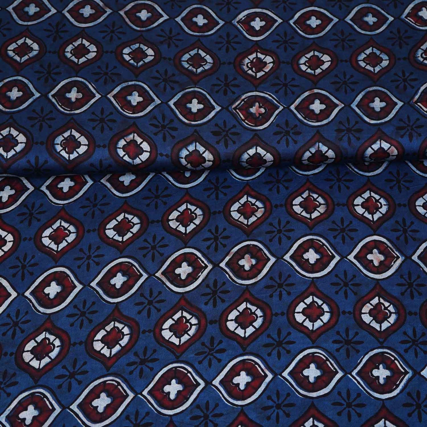 Blue Floral Print Modal Satin Fabric EEG-28709