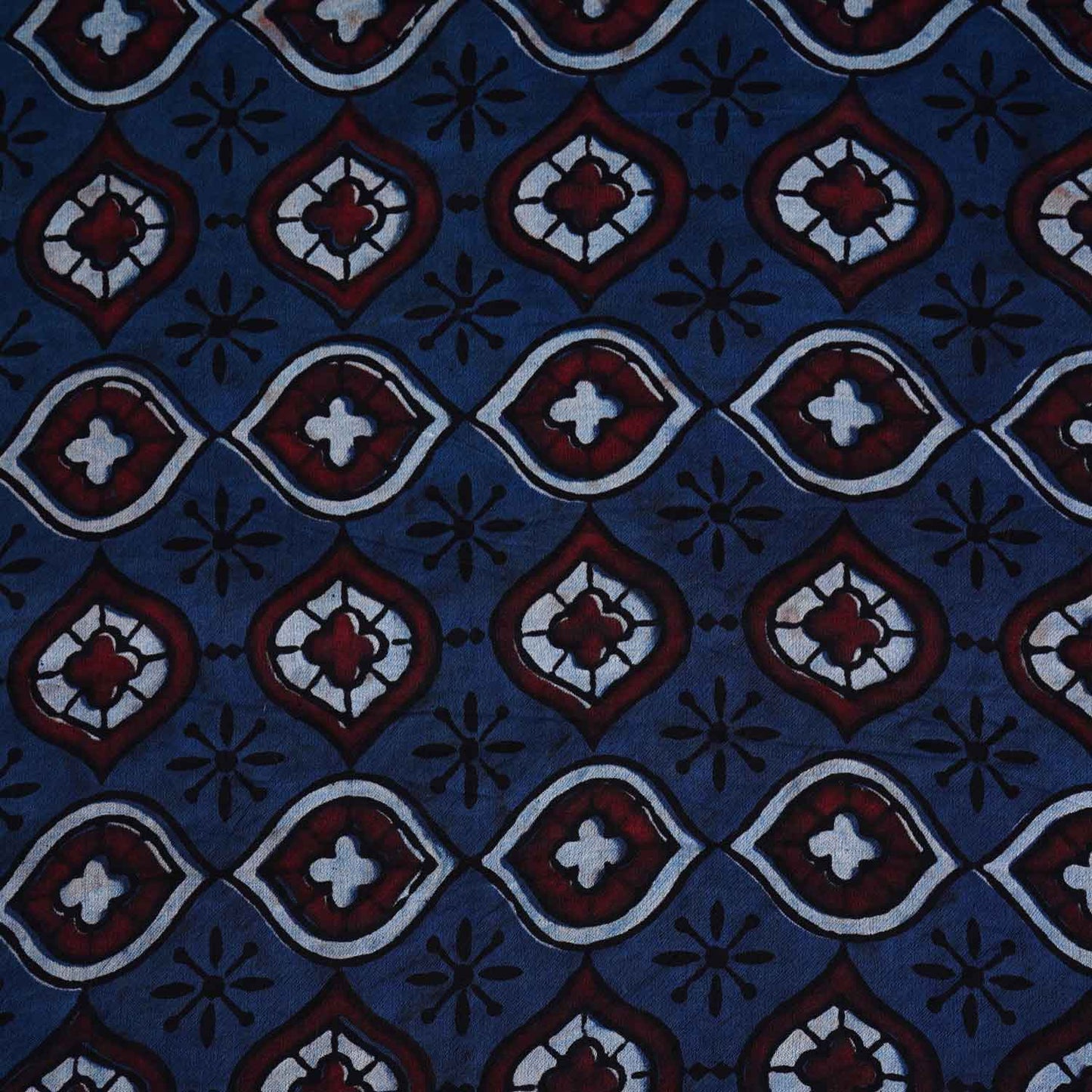 Blue Floral Print Modal Satin Fabric EEG-28709