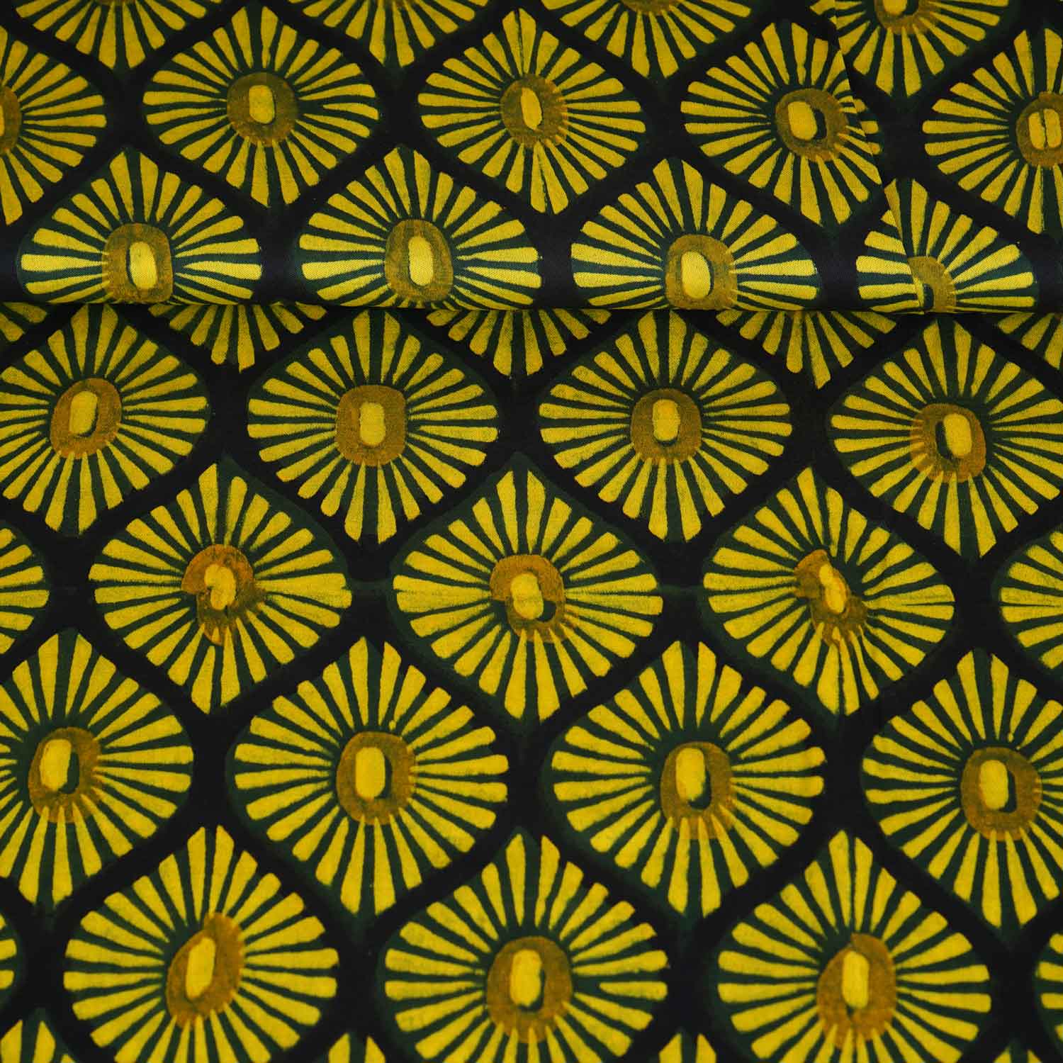 Black With Multicolour Abstract Print Modal Satin Fabric EEG-28710 - TradeUNO