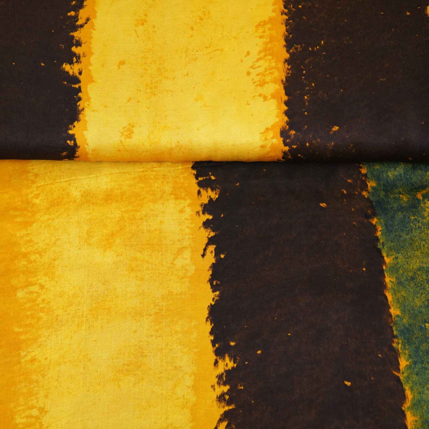 Mustard With Multicolour Abstract Print Modal Satin Fabric EEG-28711