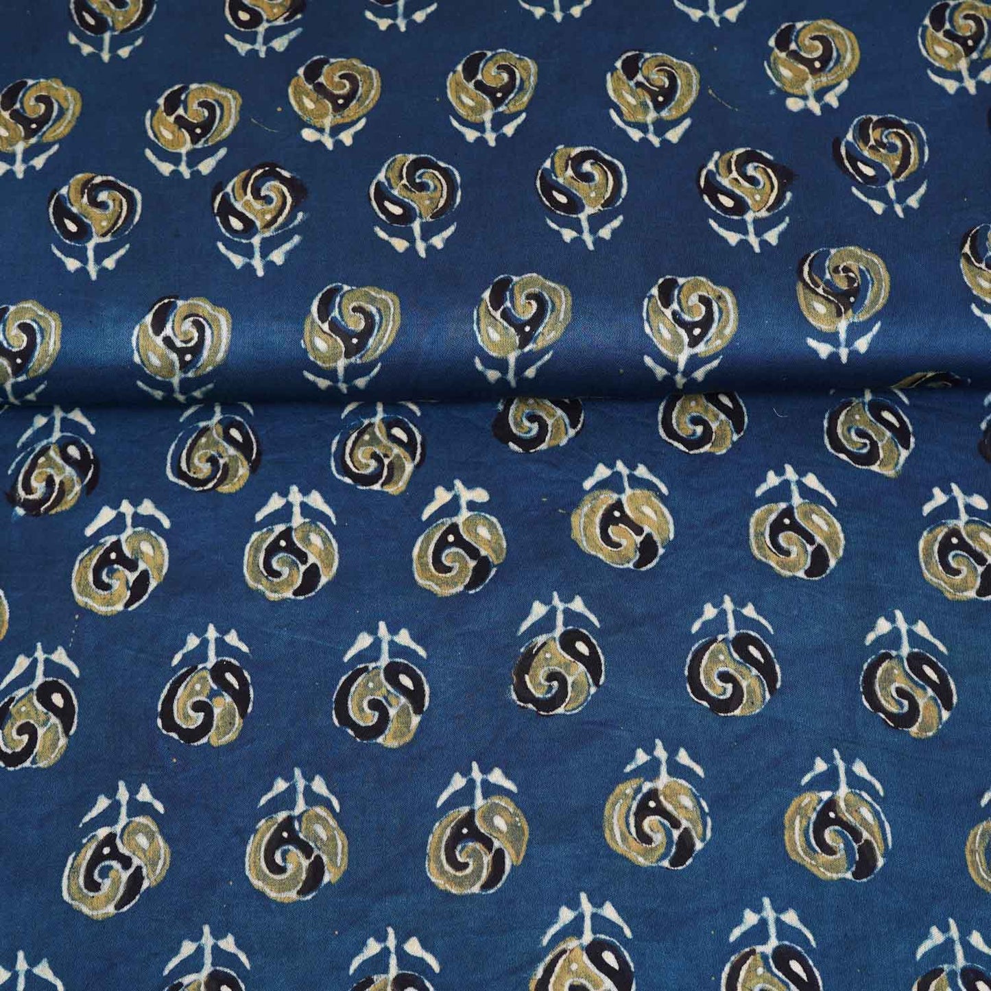 Blue Floral Print Modal Satin Fabric EEG-28713