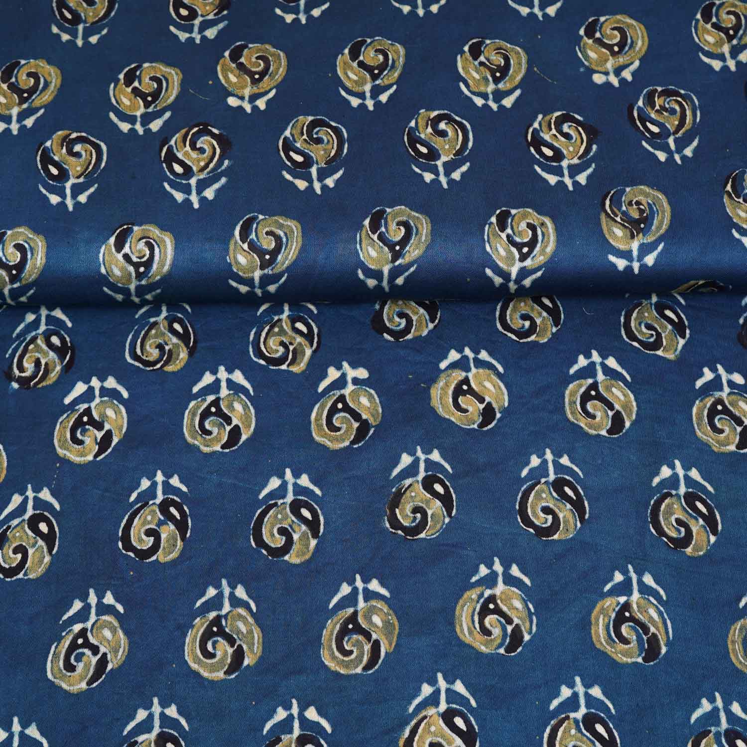 Blue Floral Print Modal Satin Fabric EEG-28713 - TradeUNO
