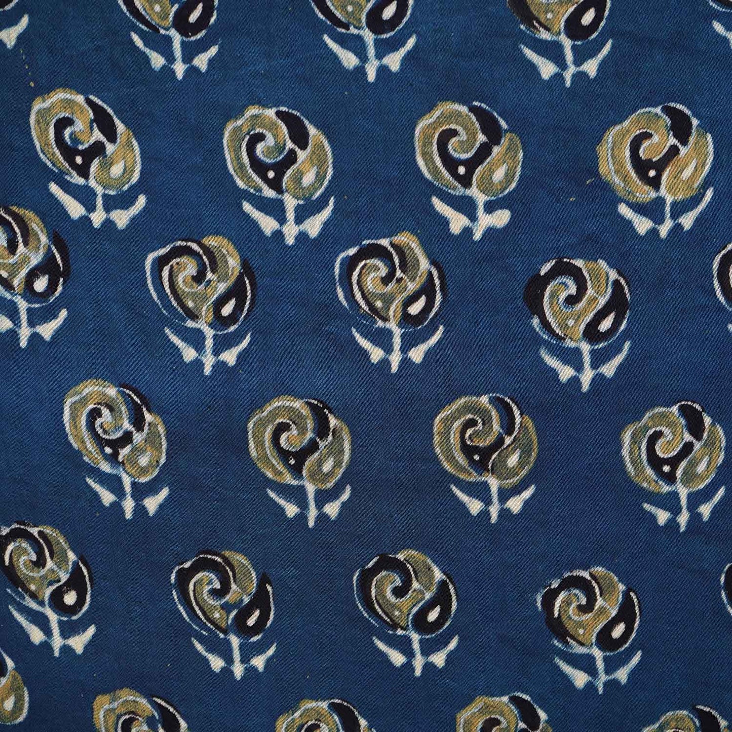 Blue Floral Print Modal Satin Fabric EEG-28713