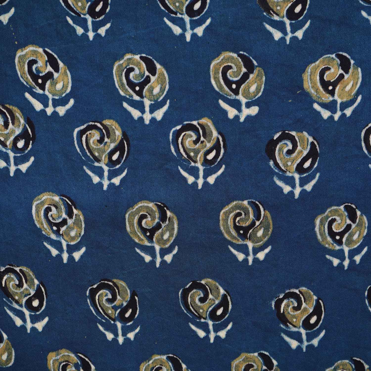 Blue Floral Print Modal Satin Fabric EEG-28713 - TradeUNO