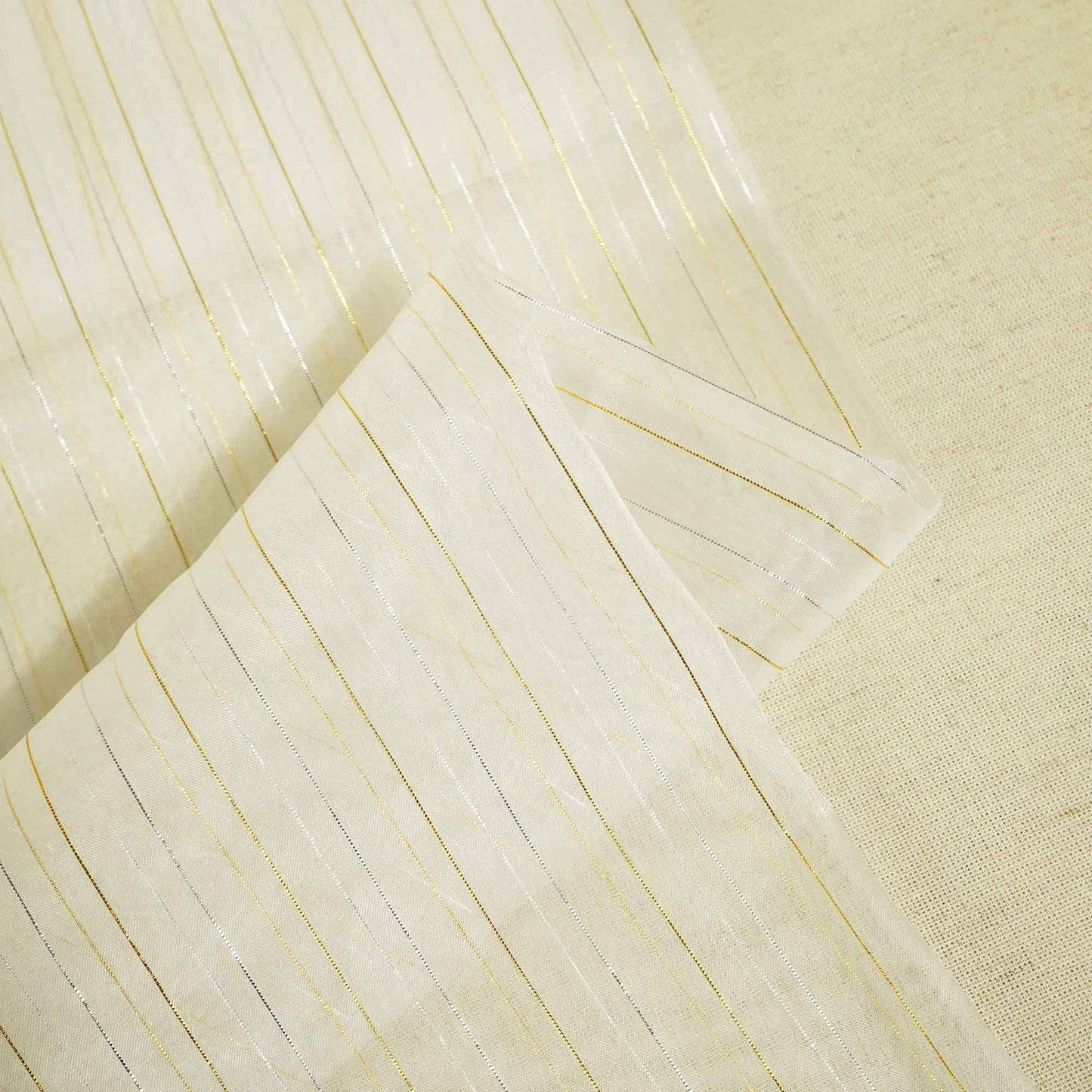 white stripe silver and gold zari organza zari TU-7135