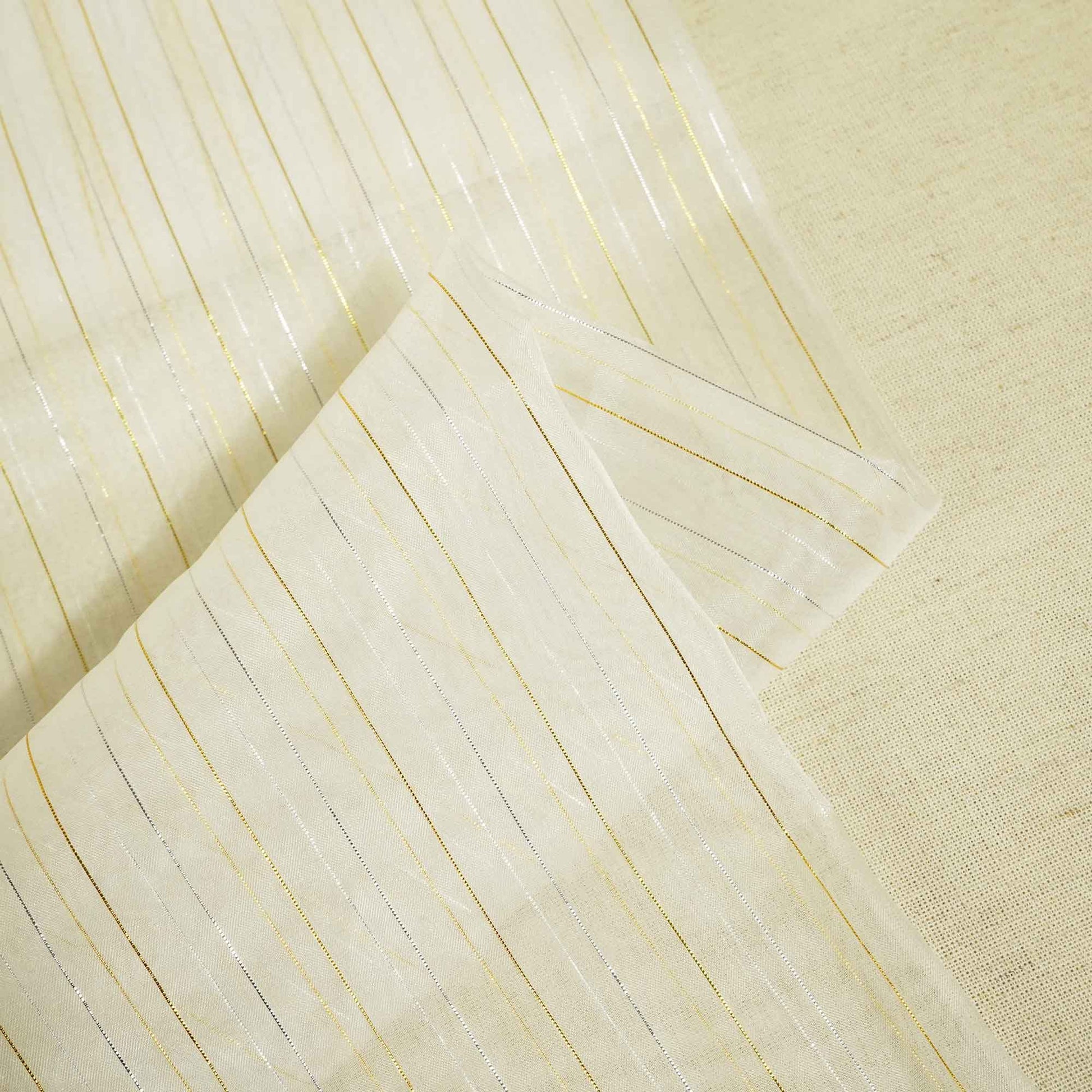 white stripe silver and gold zari organza zari TU-7135