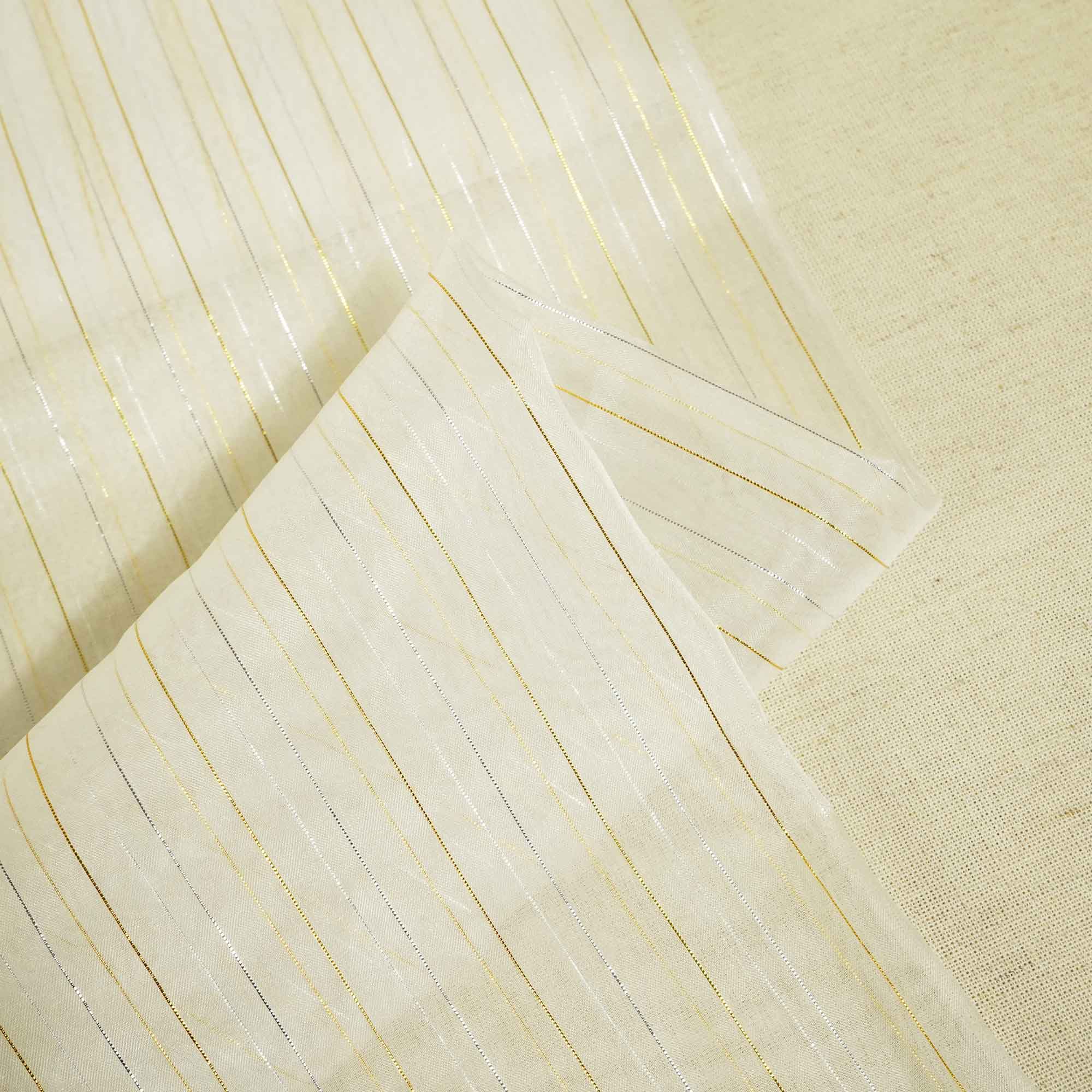 white stripe silver and gold zari organza zari TU-7135