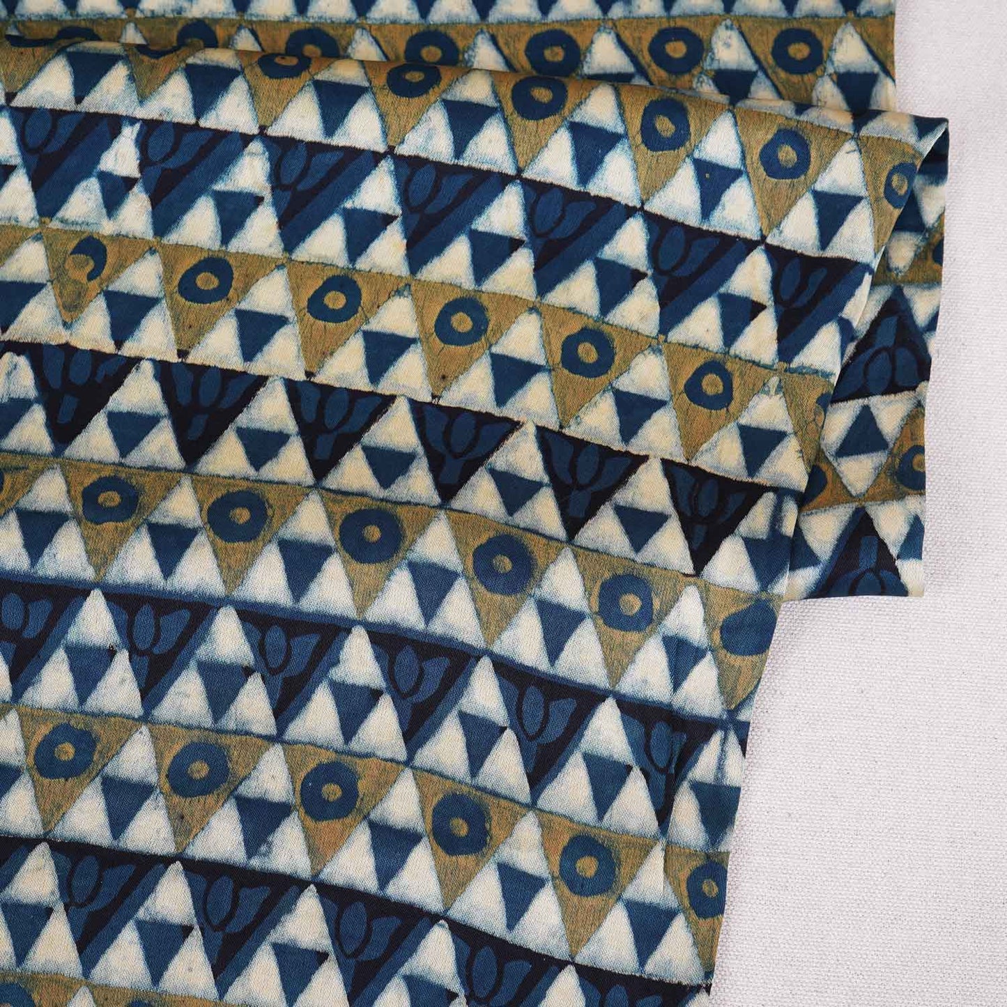 Blue Geometrical Print Modal Satin Fabric EEG-28714