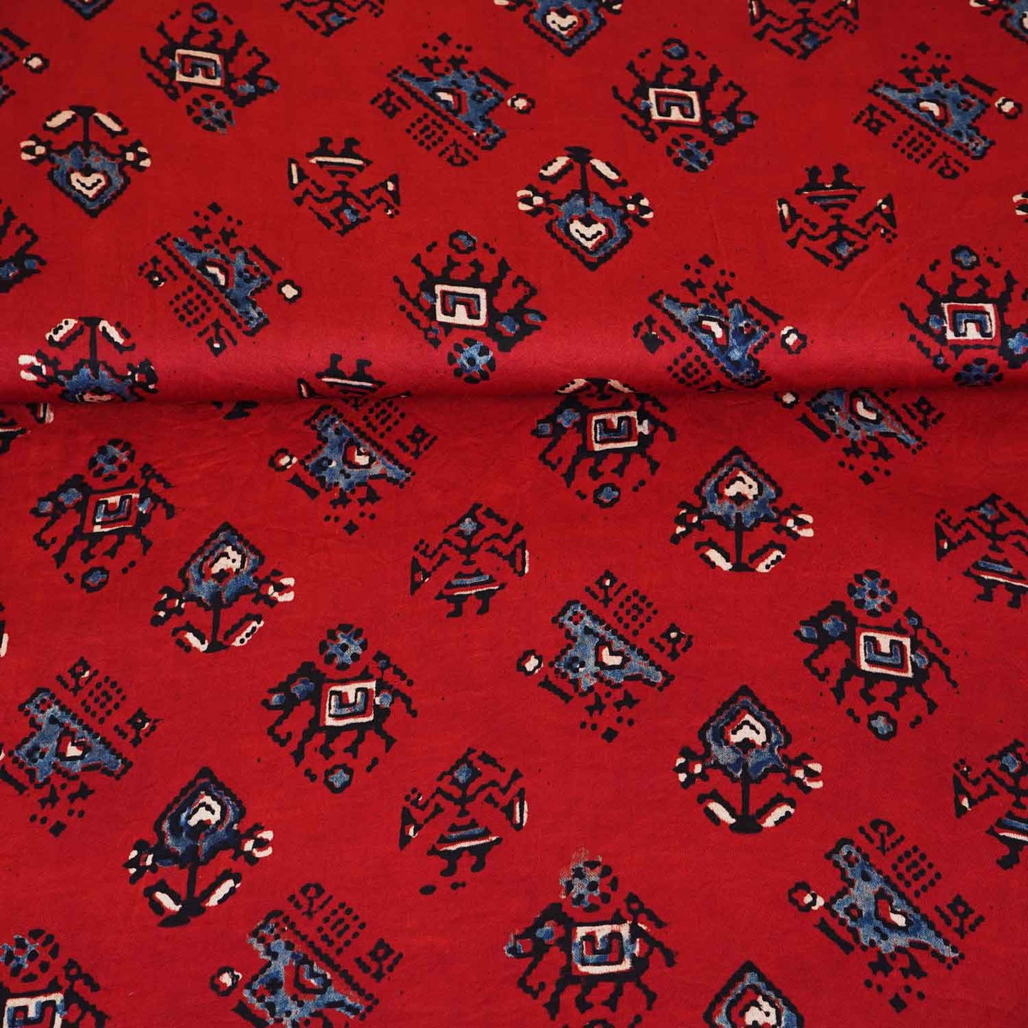 Red Abstract Print Modal Satin Fabric EEG-28716