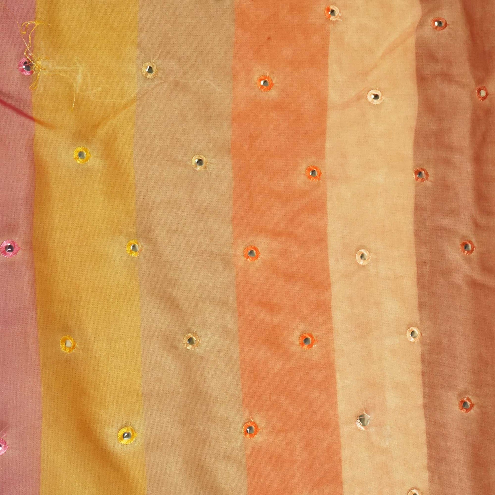 Multicolor Stripe Mirror Embroidery Organza TU-7194
