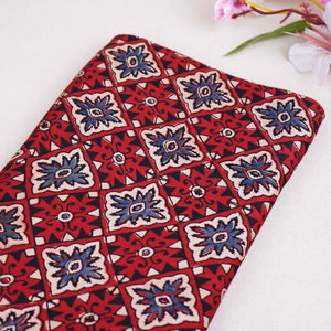 Red Ajrakh Print Modal Satin Fabric EEG-28723 - TradeUNO