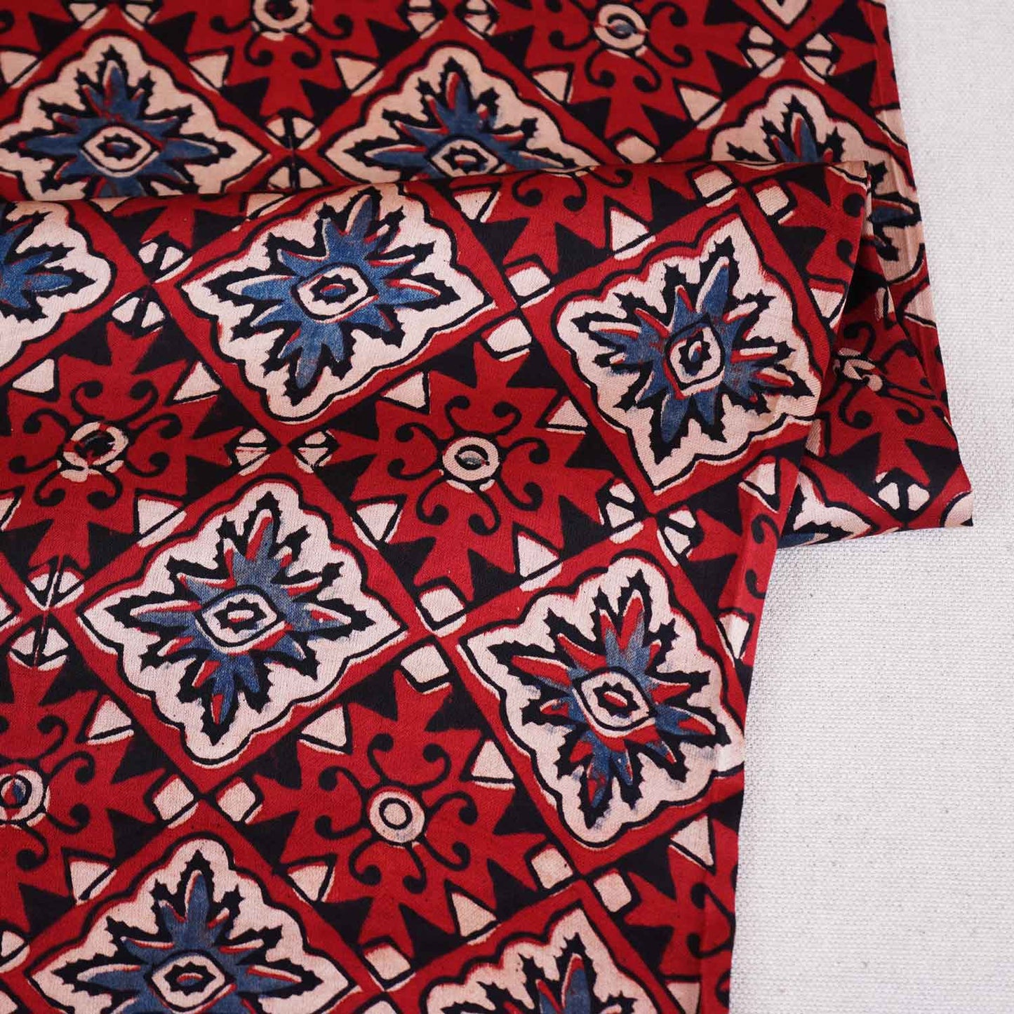 Red Ajrakh Print Modal Satin Fabric EEG-28723