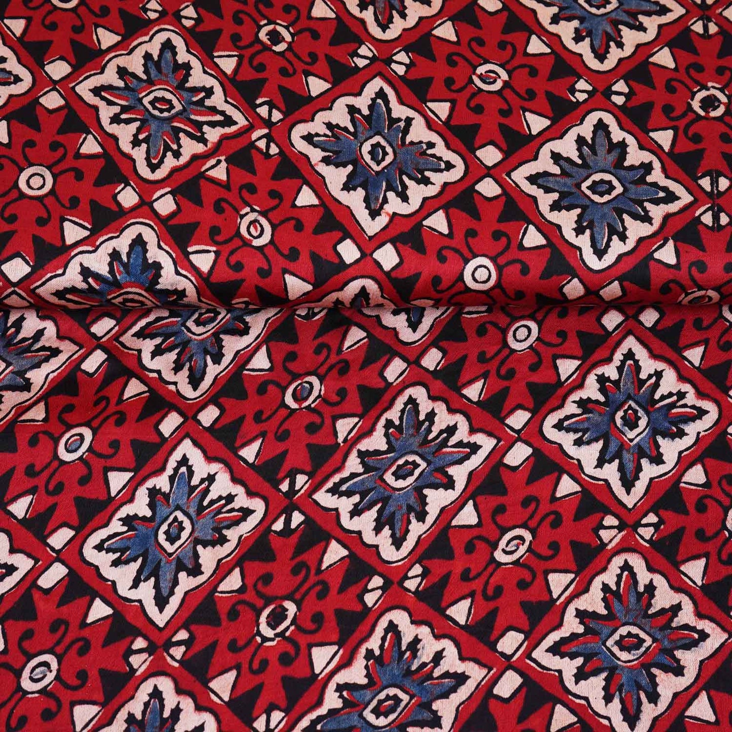 Red Ajrakh Print Modal Satin Fabric EEG-28723