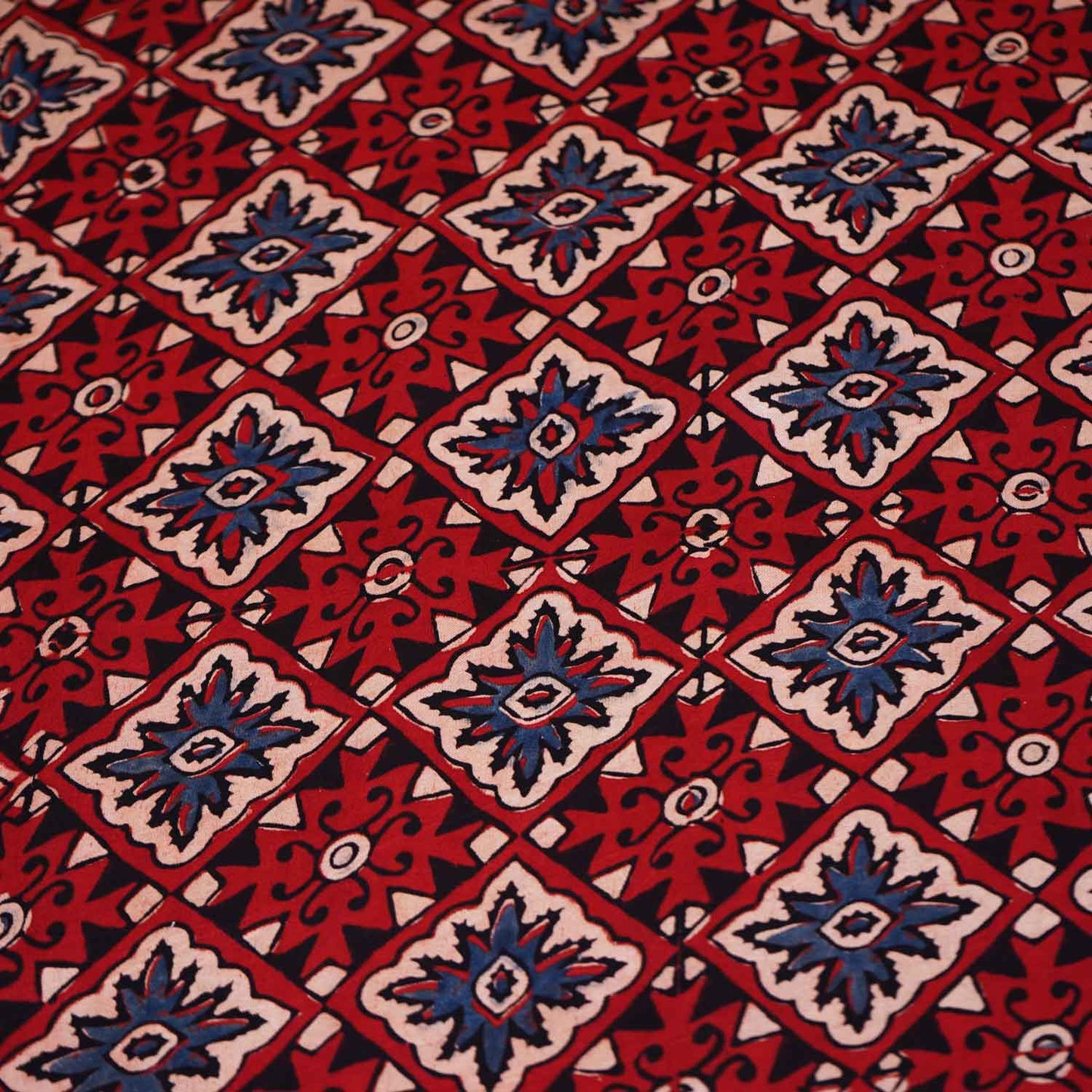 Red Ajrakh Print Modal Satin Fabric EEG-28723