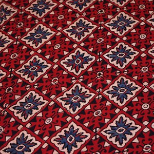 Red Ajrakh Print Modal Satin Fabric EEG-28723 - TradeUNO