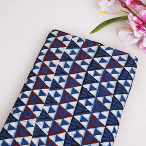 Blue Geometrical Print Modal Satin Fabric EEG-28726 - TradeUNO