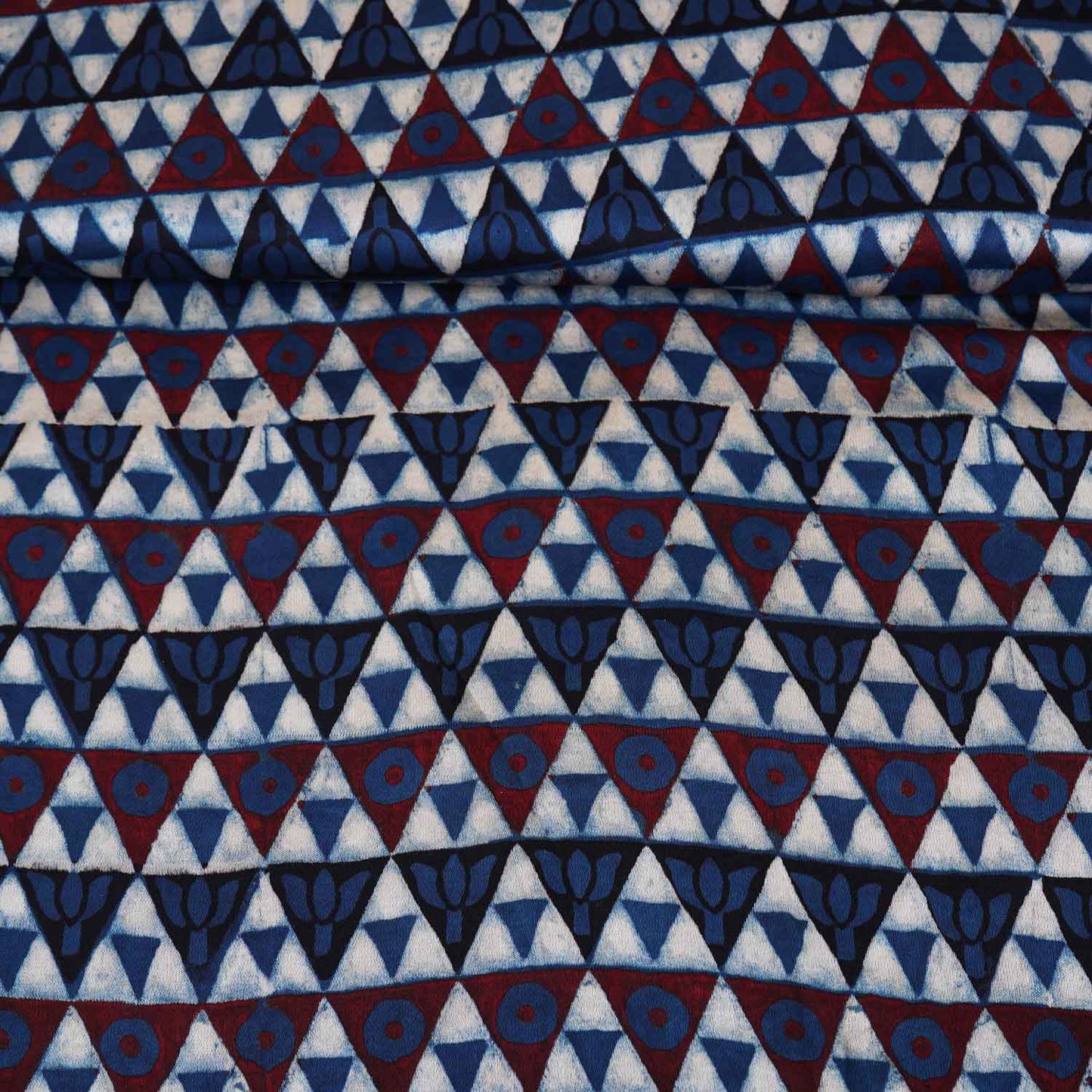 Blue Geometrical Print Modal Satin Fabric EEG-28726