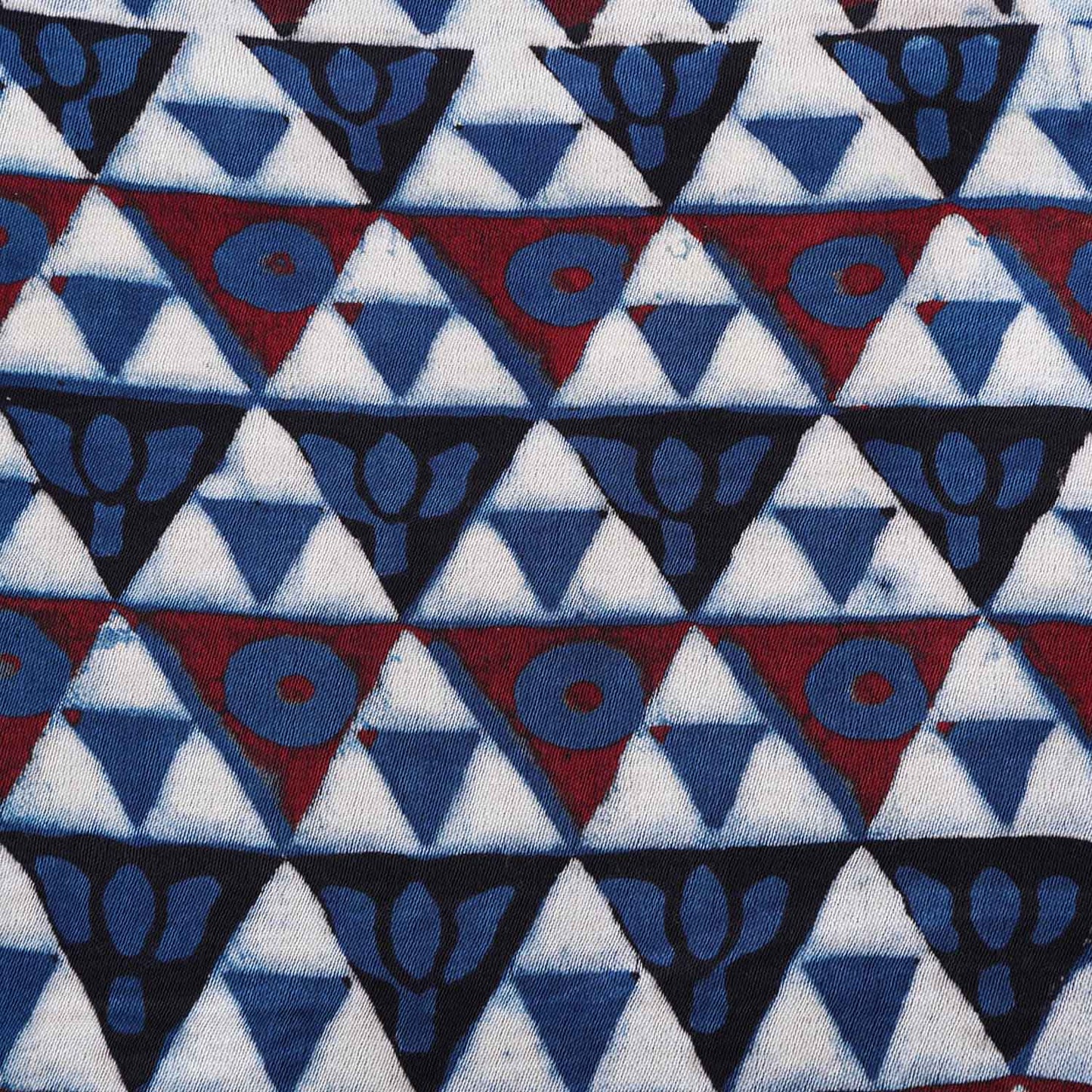 Blue Geometrical Print Modal Satin Fabric EEG-28726