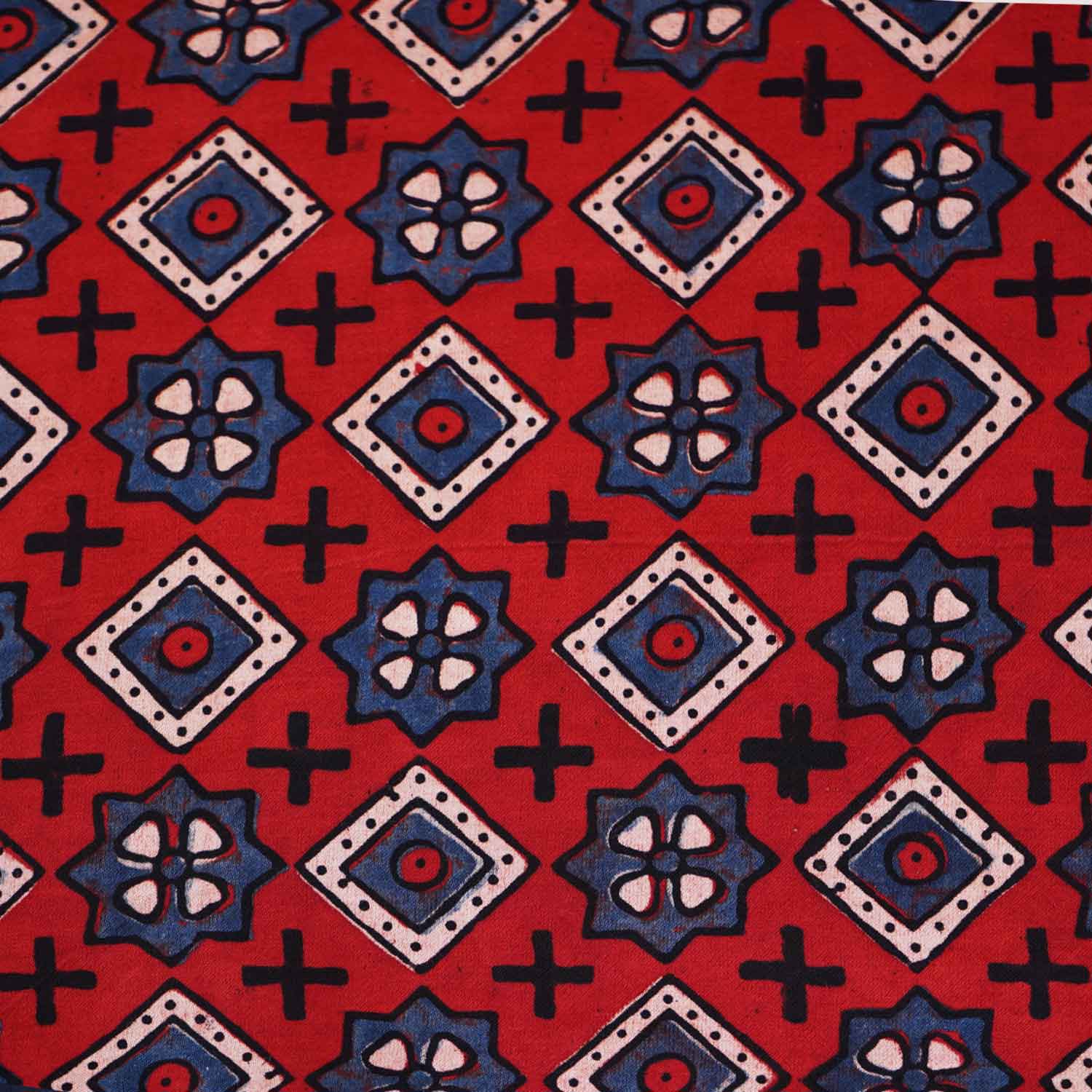 Red Geometrical Print Modal Satin Fabric EEG-28728 - TradeUNO