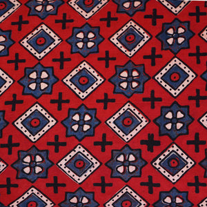 Red Geometrical Print Modal Satin Fabric EEG-28728 - TradeUNO