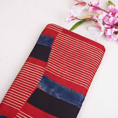 Red Abstract Print Modal Satin Fabric EEG-28729