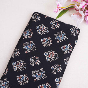Black Abstract Print Modal Satin Fabric EEG-28730 - TradeUNO
