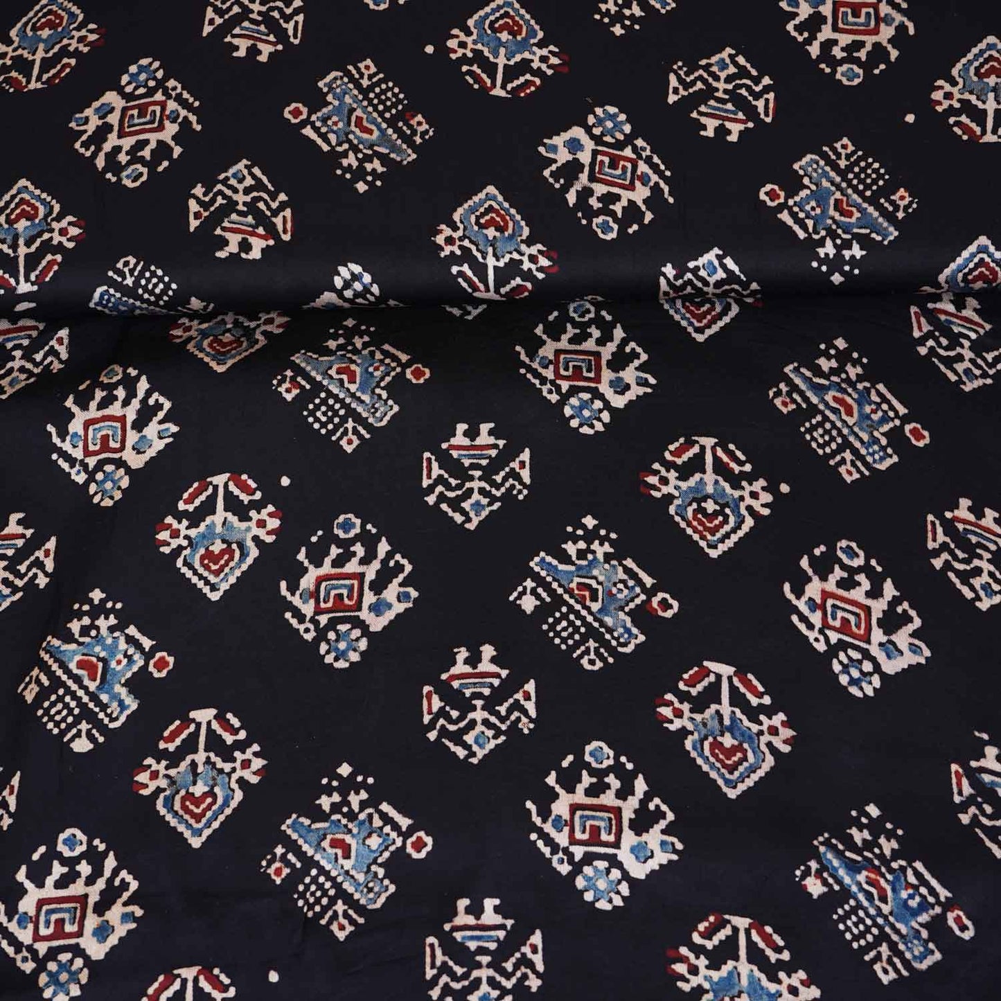 Black Abstract Print Modal Satin Fabric EEG-28730