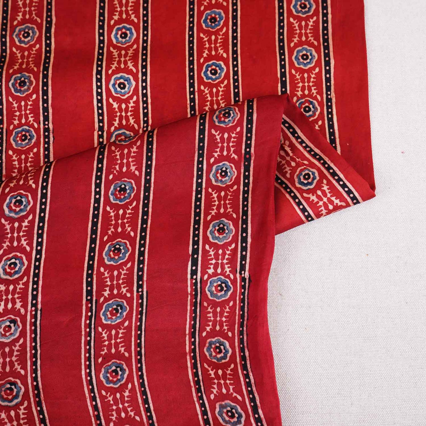 Red Ajrakh Print Modal Satin Fabric EEG-28731