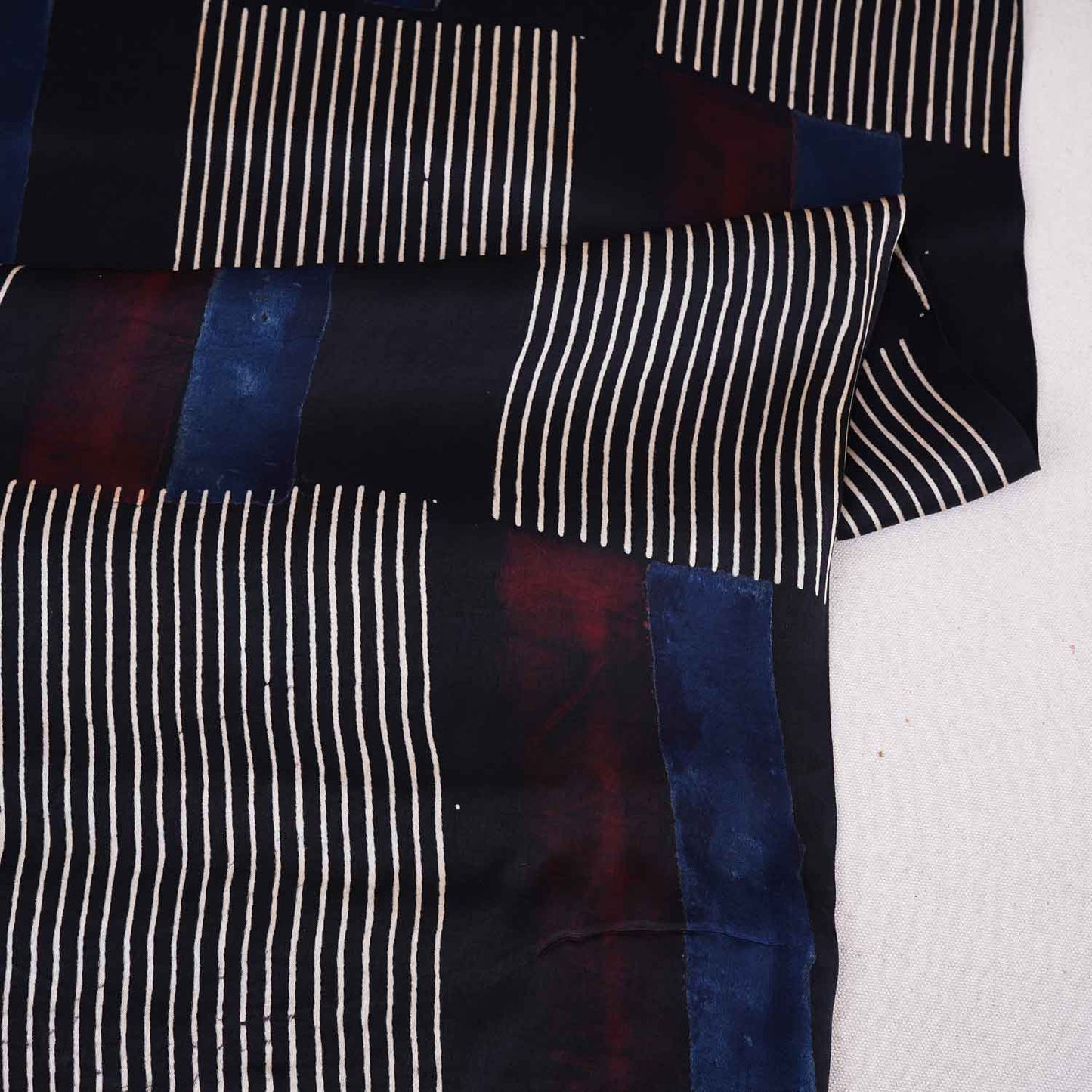 Black With Multicolour Abstract Print Modal Satin Fabric EEG-28732